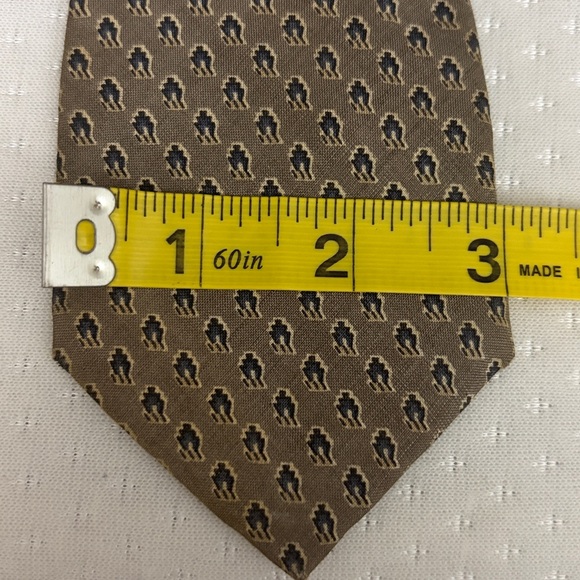 YSL Vintage Yves Saint Laurent Brown and Gold Patterned Tie - Picture 10 of 10